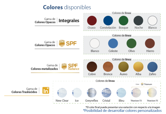 colores opacos y traslúcidos para duroglass sky